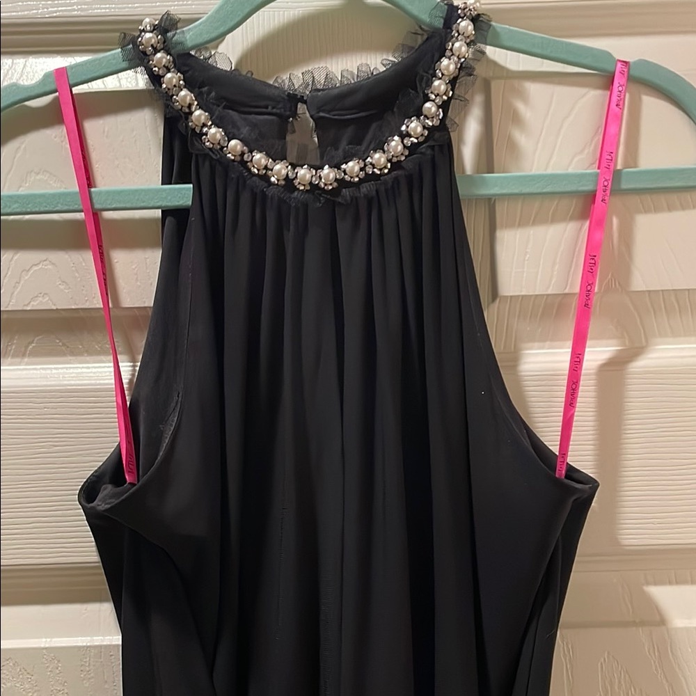 Betsey Johnson Black Dress with Pearl and Crystal Accents